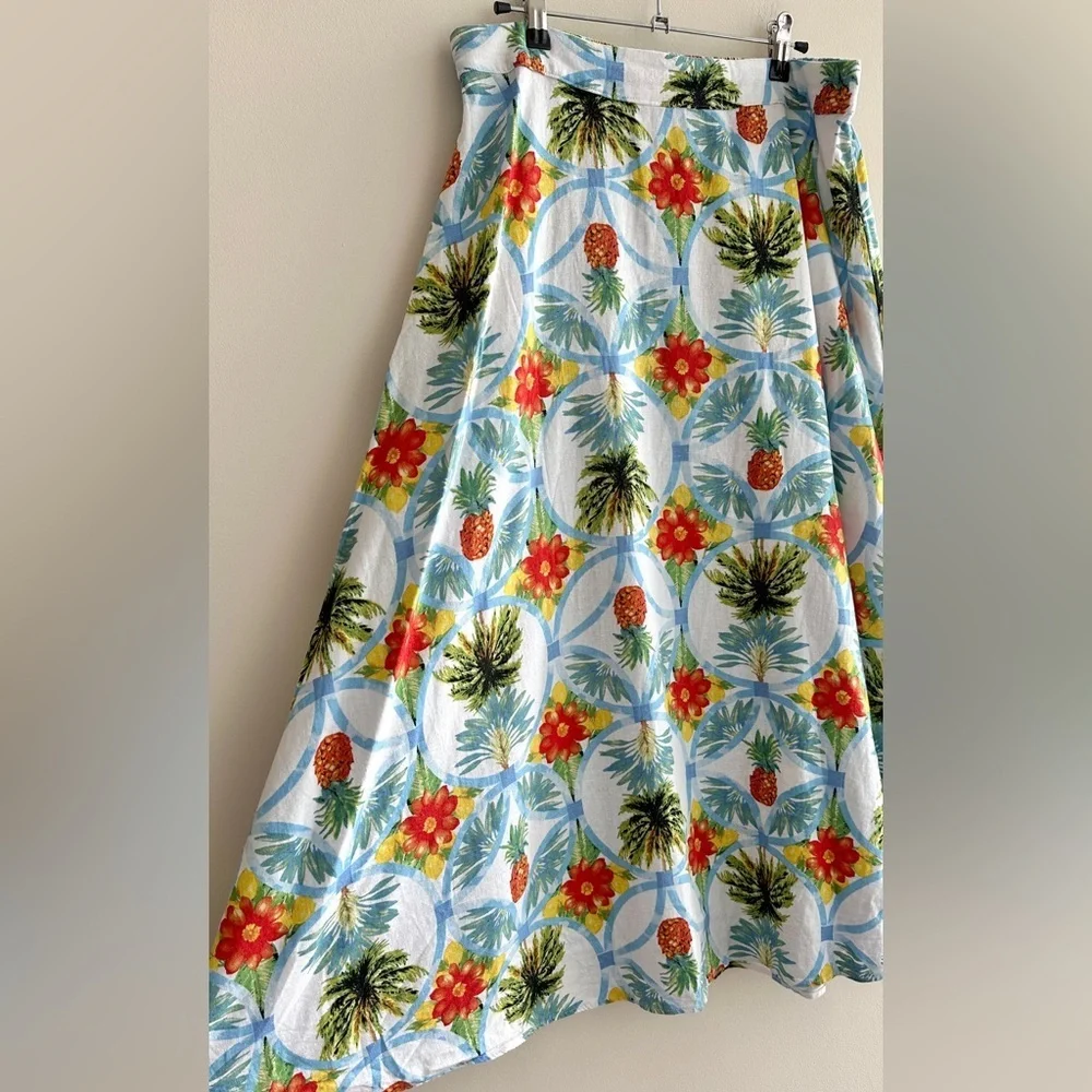 Rachel Zoe Tropical Print Matching Tank Top & A-Line Skirt Set,Blue/Green, Large - Picture 11 of 16